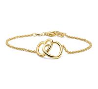 MIORE Bracelet Femme, Argent 925 Plaqué Or 18K, Bracelet Coeur, Chaine Argent et 2 Coeurs entrelacés, Chaine de Main réglable 17+3cm, Fait en Italie, Bijoux Femme Hypoallergénique, Avec Boite a Bijoux