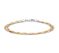 MIORE Bracelet Femme, Bracelet Argent 925 Plaqué Or Jaune Or Rouge 18 K, Chaîne Serpent, Chaine de Main 19 cm, Chaine Argent, Bijoux Femme Hypoallergéniques Fait Main en Italie, Boite à Bijoux Incluse
