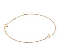 MIORE Bracelet Femme - Or Rose 375 9 Carats - Bracelet Croix, Croix Chretienne Femme avec Diamant Solitaire, Chaine en Or Maille Ancre 19 cm, Pendentif Croix, Bijoux Femme hypoallergéniques