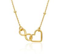 MIORE Collier Femme, Argent Sterling 925 Plaqué Or 18 K, Collier Cœur, Pendentif Coeur Infini, Chaine Argent Ancre réglable 41+5cm, Bijoux Femme Hypoallergéniques Fait en Italie, Avec Boite a Bijoux