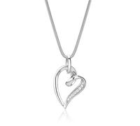 MIORE Collier Femme - Argent 925 Sterling - chaine Argent avec Pendentif Cœur et Pierres Zirconium, Chaîne Maille Serpent, Collier Cœur, Pendentif Femme, Bijoux Femme hypoallergéniques