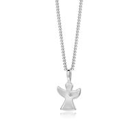 MIORE Collier Femme, Argent 925 Sterling, Collier Ange Gardien, Chaine Argent avec Pendentif Ange et Pierre Zirconium, Chaîne Gourmette 45CM, Bijoux Femme Hypoallergéniques, Boite a Bijoux Incluse