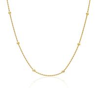 MIORE Collier Femme, Chaine Argent 925 Plaqué Or 18K, Collier sans Pendentif, Chaîne Cordon et Boules, Chaine réglable 42 cm, Bijoux Femme Hypoallergéniques Fait Main en Italie, Boite à Bijoux Incluse