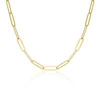 MIORE Collier Femme, Chaîne en Argent 925, Chaine plaqué Or 18 Carats, Chaine Femme/Chaine Homme, Chaîne Trombone, Collier Argent sans Pendentif, Bijoux Hypoallergéniques & Fait Main en Italie