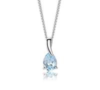 MIORE Collier Femme, Chaîne en Argent 925, Pendentif en or 9K 375 Aigue-marine Pierre naturelle avec chaîne gourmette, longueur 45 cm, Bijoux Femme