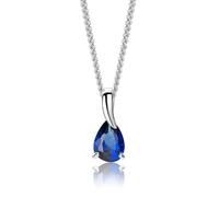 MIORE Collier Femme, Chaîne en Argent 925, Pendentif en or 9K 375 saphir avec chaîne gourmette, longueur 45 cm, Bijoux Femme