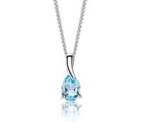 MIORE Collier Femme, Chaîne en Argent 925, Pendentif en or 9K 375 Topaze Pierre naturelle avec chaîne gourmette, longueur 45 cm, Bijoux Femme