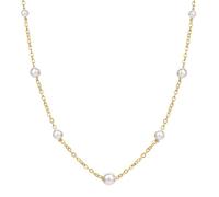 MIORE Collier Femme, Collier Perle, Argent 925 Plaqué Or 18 Carat, 7 Perles de Culture, Collier Plaqué Or Femme, Chaine Forçat 40-44 cm, Fermoir Mousqueton, Fabriqué en Italie, Avec Boite a Bijoux