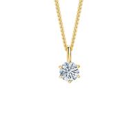 MIORE Collier Femme en Argent plaqué Or, Chaîne Argent 925, Pendentif Moissanite 0.50 Ct avec Chaîne gourmette, Longueur 45 cm, Bijoux Femme hypoallergéniques