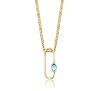 MIORE Collier Femme Or avec Topaze Bleue Naturelle de 0.25 ct - Chaîne en Argent Sterling 925 Plaquée Or - Cadeau Bijou Saint Valentin ou Noël avec Pierre de Naissance - Coffret Cadeau Amour