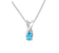 Miore - Collier Femme - Or Blanc 375/1000 (9 Cts) 1.79 Gr - Topaze bleue