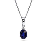 MIORE Collier Femme Or - Chaîne Femme Or Blanc Massif 9KT 375 avec Pendentif Saphir 0.77 ct et Diamant Naturel - Hypoallergénique - Chaîne Gourmette : 45 cm - Livré avec Boîte à Bijoux