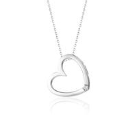 MIORE Collier Femme Or - Chaîne Femme Or Blanc Massif 9KT 375 avec Pendentif Coeur et diamant naturel- Hypoallergénique - Chaîne : 45 cm - Livré avec Boîte à Bijoux