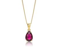 MIORE Collier Femme Or - Chaîne Femme Or Jaune Massif 9KT 375 avec Pendentif Rubis Poire 1.04 ct - Hypoallergénique - Chaîne Gourmette : 45 cm - Livré avec Boîte à Bijoux