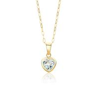 MIORE Collier Femme, Or Jaune 9 Ct (375), Collier Cœur, Chaine Or avec Pendentif Pierre Naturelle Topaze, Chaîne Ancre 45 cm, Bijoux Pour Femmes Hypoallergéniques, Bijoux Femme, Boite a Bijoux Incluse
