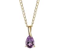 MIORE Collier Femme, Or Jaune 9 Carat 375, Pendentif Pierre Precieuse/Pierre Naturelle Amethyste, Collier Or, Chaine Gourmette 45cm, Bijoux Femme Hypoallergéniques, Avec Boite a Bijoux