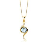 MIORE Collier Femme, Or Jaune 9 Carat 375, Pendentif Pierre Precieuse/Pierre Naturelle Topaze, Collier Or, Chaine Gourmette 45 cm, Bijoux Femme Hypoallergéniques, Avec Boite a Bijoux