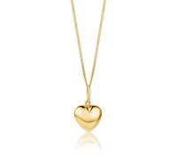 MIORE Collier Femme - Or Jaune 9 Carats (375) - Chaine avec Pendentif Cœur, Collier Or Cœur, Chaîne Gourmette 45 cm, Bijoux Pour Femmes, Bijoux Femme Hypoallergéniques, Boite a Bijoux Incluse