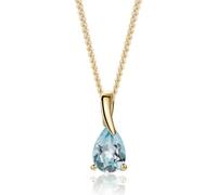 MIORE Collier Femme, Pendentif Or Jaune 9 Ct 375, Chaine Argent Plaqué Or 18K, Pendentif Pierre Precieuse/Pierre Naturelle Topaze, Chaine Gourmette, Bijoux Femme Hypoallergéniques, Avec Boite a Bijoux