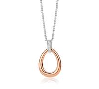 MIORE Collier pour Femme| Argent sterling 925 |Pendentif moderne en Argent rhodié |6 pierres de zircones de 0,13 carat | Chaîne Gourmette de 46 cm | Joaillerie pour Femme