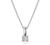 MIORE Collier pour Femmes Collier avec Pendentif Diamant Solitaire 0.04 Ct Chaîne en Or Blanc 9 Carat /375 Or, Bijoux longueur 45 cm