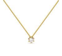 MIORE Collier pour Femmes Collier avec Pendentif Diamant Solitaire 0.10 Ct Chaîne en Or Jaune 14 Carat /585 Or, Bijoux longueur 45 cm