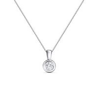 MIORE Collier pour Femmes Collier avec Pendentif Diamant Solitaire 0.15 Ct Chaîne en Or Blanc 14 Carat /585 Or, Bijoux longueur 45 cm