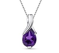 Miore Collier pour Femmes Collier avec Pendentif Pierre Précieuse forme poire Améthyste violette Chaîne en Or Blanc 9 Carat /375 Or, Bijoux longueur 45 cm