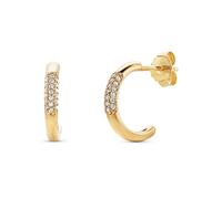 Miore Créoles Plaqué Or - Petites Boucles d'Oreilles pour Femme - Boucle d'Oreille Creole CZ en Argent Sterling 925 Plaqué Or avec Gemmes Brillantes Zirconium 0.38 ct Cloutées - Broche & Papillon