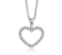 Miore-Femme-Or blanc avec pendentif en forme de cœur avec chaîne de 45 cm