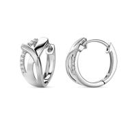 Miore huggy- Petites boucles d'oreilles créoles en argent sterling 925 pour femme avec zircons brillants, boucles d'oreilles percées hypoallergéniques- Fermeture épingle et fermoir- boite cadeau
