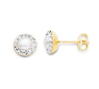 Miore - MA9072E - Boucles d'Oreille Femme - Or Jaune 9 Cts 375/1000 0.47 Gr - Cristal Swarovski - Perle d'eau douce