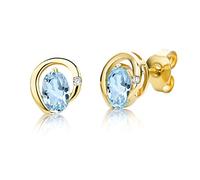 Miore - MH9085E - Boucles d'Oreille Femme - Or Jaune 9 Cts 375/1000 1.65 Gr - Topaze Bleue