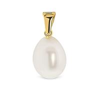 MIORE Pendentif Femme, Or Jaune 18 Carats (750), Perle Blanche d’eau douce 8 MM, Pendentif Or, Perle Pour Collier, Bijoux Pour Femmes, Bijoux Femme Hypoallergéniques, Boite Cadeau Incluse