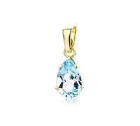 MIORE Pendentif Femme - Or Jaune 585 14 Ct - Pierre Naturelle, Pierre Précieuse Topaze Bleue Naturelle, Pendentif Or sans Chaine, Bijoux Femme hypoallergéniques