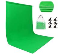 Miorkly Fond Vert,Toile de Fond 1,8 × 2,8 m avec 6 Pinces,Décors pour Studio Photo,100% Polyester Pliable Portable Green Screen Photographie Backdrop(Support de Toile de Fond Non Inclus)