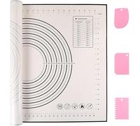 Miorkly Tapis Silicone Patisserie 70 X 50 Cm,Tapis Cuisson Silicone AntidéRapant, Cuisson Tapis PâTisserie Convient à La Fabrication De Macarons, De Fudge, De PâTe, De Pizza(Noir + Trois Grattoirs)