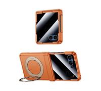 MiorMiar Coque De Téléphone À Rabat Pc pour Motorola Razr 50/60/70, Housse De Protection pour Moto 60 Ultra / 70 Ultra avec Anneau Magnétique Protecteur D'écran (Orange,Anti-Peep,Razr 70)