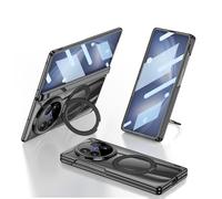MiorMiar Coque de téléphone Pliable Transparente pour Vivo X Fold 5, Coque Tout Compris avec Anneau magnétique Rotatif, Coque de Protection Film d’écran à charnière magnétique (Noir)