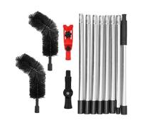 Miosugo Kit d'outils de nettoyage de gouttière de 3,2 m, brosse de nettoyage télescopique, nettoyeur de poteau d'extension, pour enlever les feuilles, les débris et les toiles d'araignée des jardins