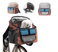 Miosugo Panier de vélo pour animaux de compagnie, sac à dos de transport, chat, panier de vélo, pour chien, avec adaptateur pour guidon, pliable, amovible pour chiens, chats, vélo, panier (orange)