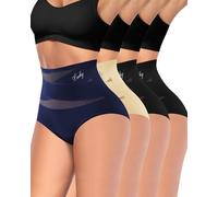 MIOTAN Lot de 4 Culottes Gainantes Taille Haute Ventre Plat pour Femme Sculptantes Slip Respirantes, Multicolore, XX-Large
