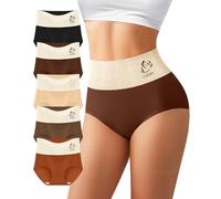 MIOTAN Lot de 5 Culotte Femme Coton Taille Haute Gainante | Extensible, Douce, Respirante, Couverture complète, Post-partum, Après césarienne, Confort quotidien