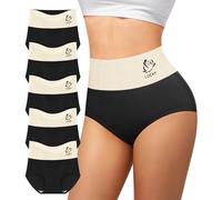 MIOTAN Lot de 5 Culotte Femme Coton Taille Haute Gainante | Extensible, Douce, Respirante, Couverture complète, Post-partum, Après césarienne, Confort quotidien