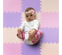 MioTetto Tapis de Jeu Doux et Non Toxique pour Bébé | Tapis de Sol en Mousse 16 + 2 Carrés Bonus | Dalles Emboîtables en Mousse EVA, Rose-Violet-Beige, 16 Pièces