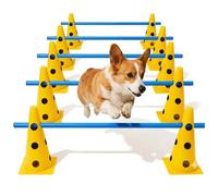 mioule Kit Agility pour chien avec 6 obstacles, kit de dressage Cavaletti, 12 barres réglables et 12 pylons, accessoires de dressage pour chiens Agility, Hobby Horse et parcours pour enfants