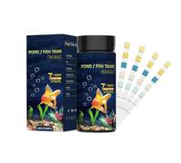 MiOYOOW 100 Bandelettes de Test d'aquarium 7 en 1, Kit Test de Qualité l'eau pour Le PH, Chlore, Nitrate, Nitrite, Carbonate, Dureté et alcalinité Totale