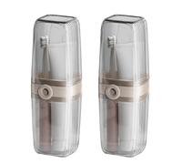 MiOYOOW 2 Pièces Tasses de Brosse à Dents Portable, 2 en 1 Boite de Rangement Dentifrice en Plastique, Gobelet Brosse Dent Translucide avec Couvercle pour Extérieur, Camping, Affaires, Maison