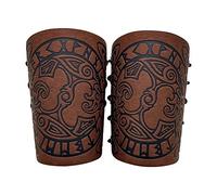 MiOYOOW 2PCS Armure de Bras, Brassards de Bras Réglables en Cuir PU Brassards Médiévaux Rétro pour Le Jeu Quotidien Fête Cosplay