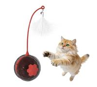 MiOYOOW Balle Interactive Chat Évitement, Jouet Chat Tige Souple Plume Amovible, Balle Jeu Greffier Base Lestée Auto-stabilisante Silencieux, pour Chats de Moyenne Taille et Divertissement Quotidien